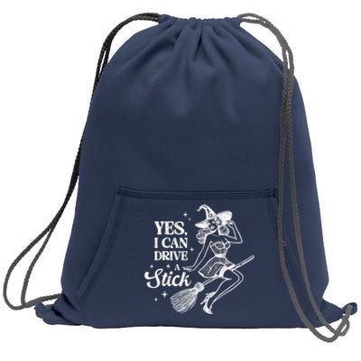 Vintage Sexy Witch Yes I Can Drive A Stick Halloween Costume Sweatshirt Cinch Pack Bag