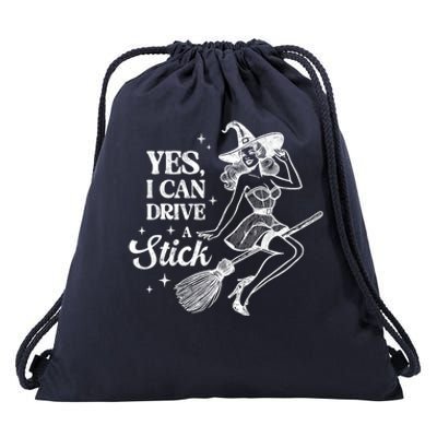 Vintage Sexy Witch Yes I Can Drive A Stick Halloween Costume Drawstring Bag