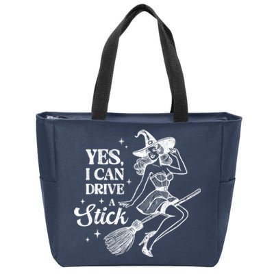 Vintage Sexy Witch Yes I Can Drive A Stick Halloween Costume Zip Tote Bag