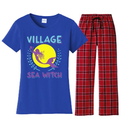 Village Sea Witch Mermaid Halloween Gift Women's Flannel Pajama Set