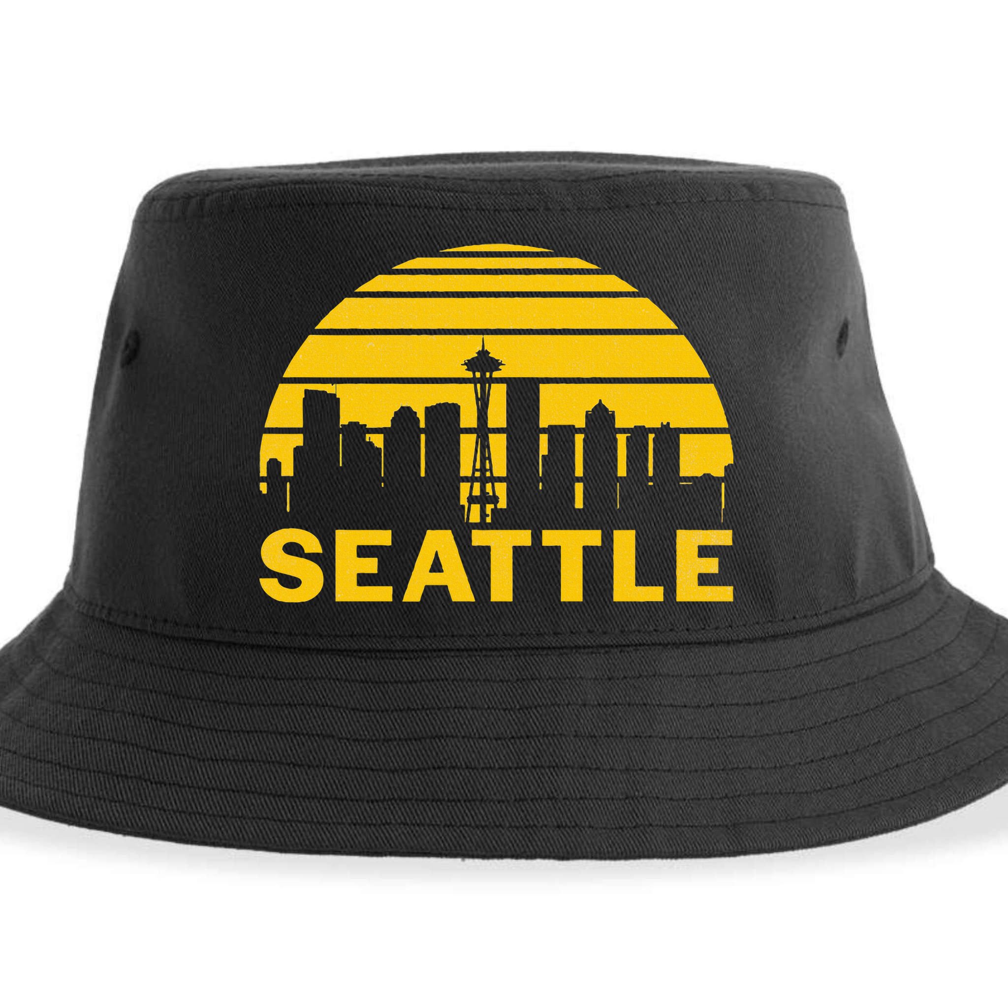Vintage Seattle Washington Cityscape Sustainable Bucket Hat