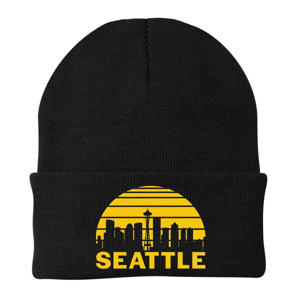 Vintage Seattle Washington Cityscape Beanie