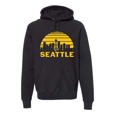 Vintage Seattle Washington Cityscape Premium Hoodie