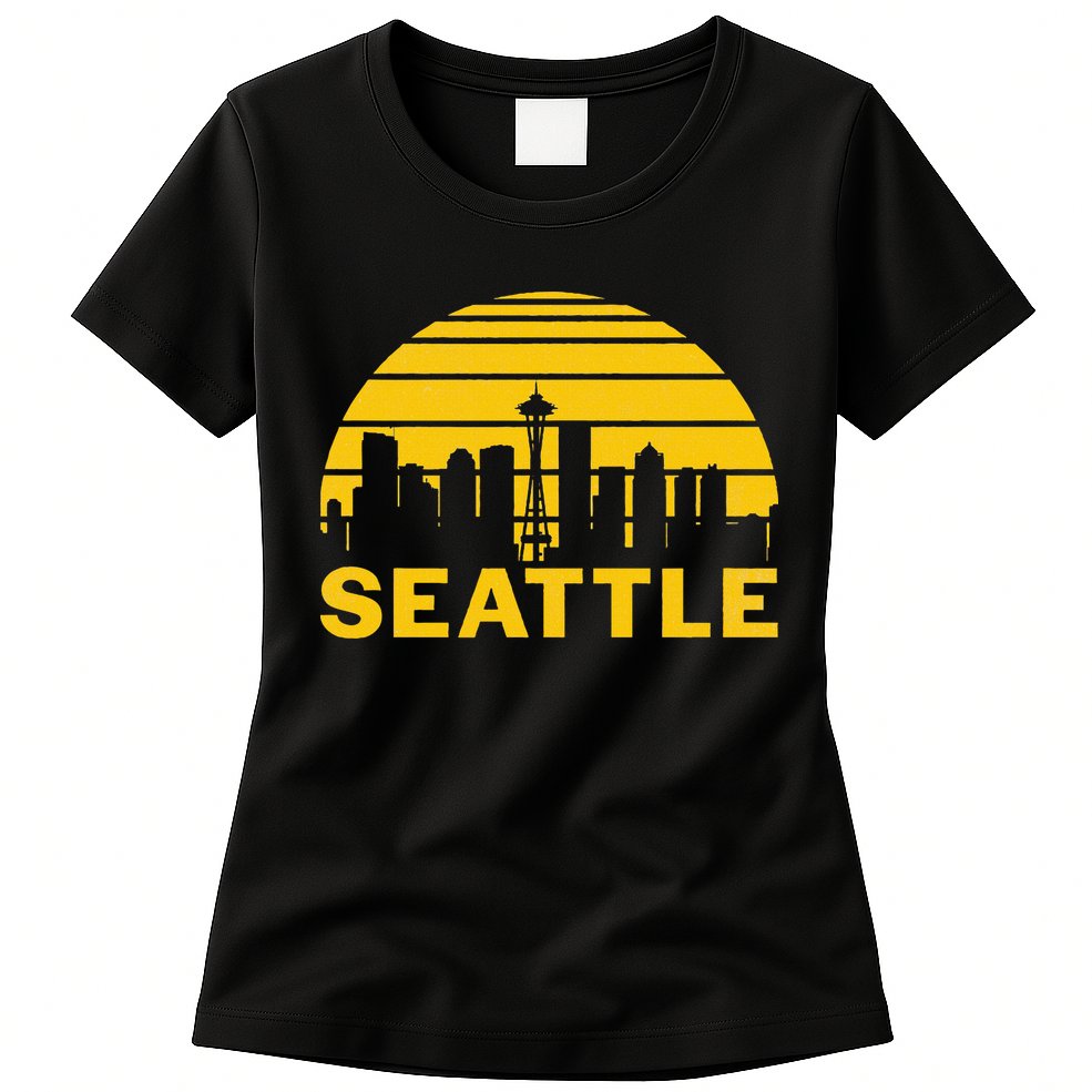 Vintage Seattle Washington Cityscape Womens T-Shirt