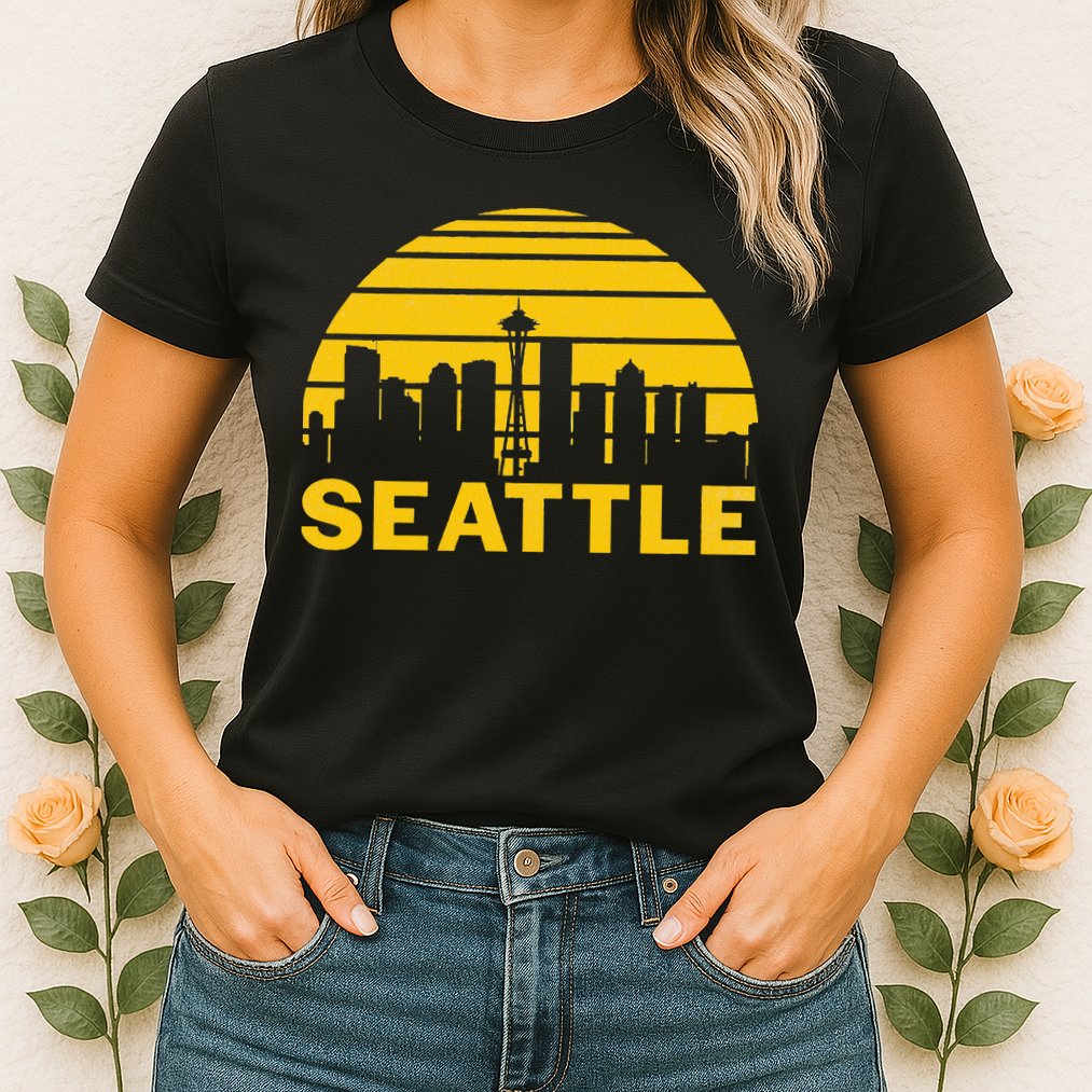 Vintage Seattle Washington Cityscape Womens T-Shirt