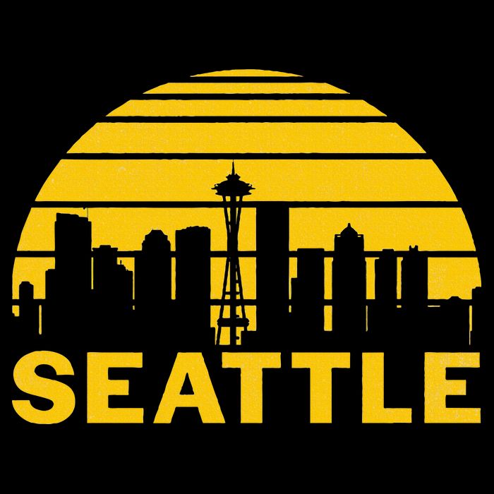 Vintage Seattle Washington Cityscape Womens T-Shirt