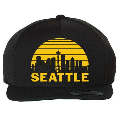 Vintage Seattle Washington Cityscape Wool Snapback Cap