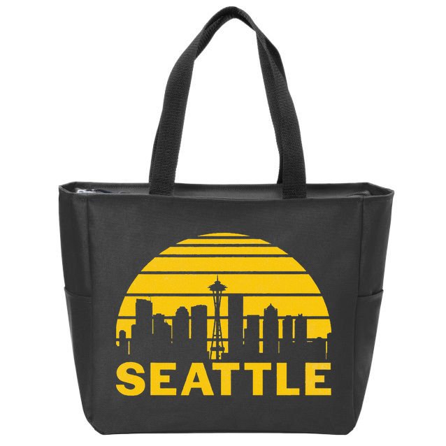 Vintage Seattle Washington Cityscape Zip Tote Bag