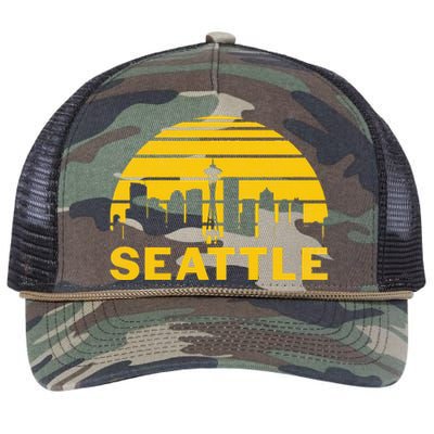 Vintage Seattle Washington Cityscape Retro Rope Trucker Hat Cap