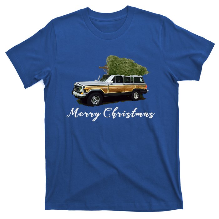 Vintage Surf Wagon Xmas Merry Christmas Tree On A Truck T-Shirt