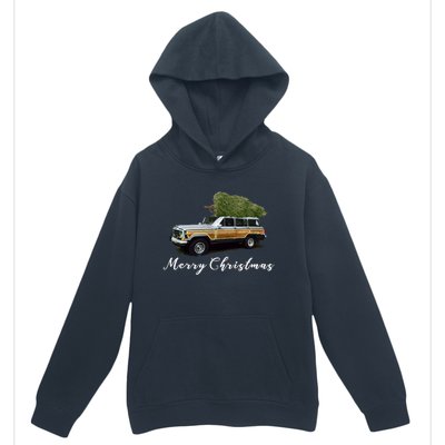 Vintage Surf Wagon Xmas Merry Christmas Tree On A Truck Urban Pullover Hoodie