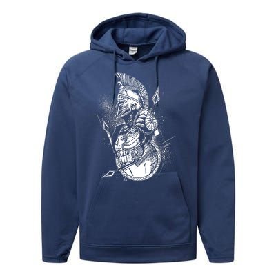 Vintage Spartan Warrior Performance Fleece Hoodie