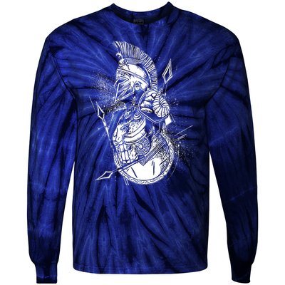 Vintage Spartan Warrior Tie-Dye Long Sleeve Shirt