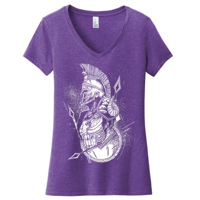 Vintage Spartan Warrior Women's V-Neck T-Shirt