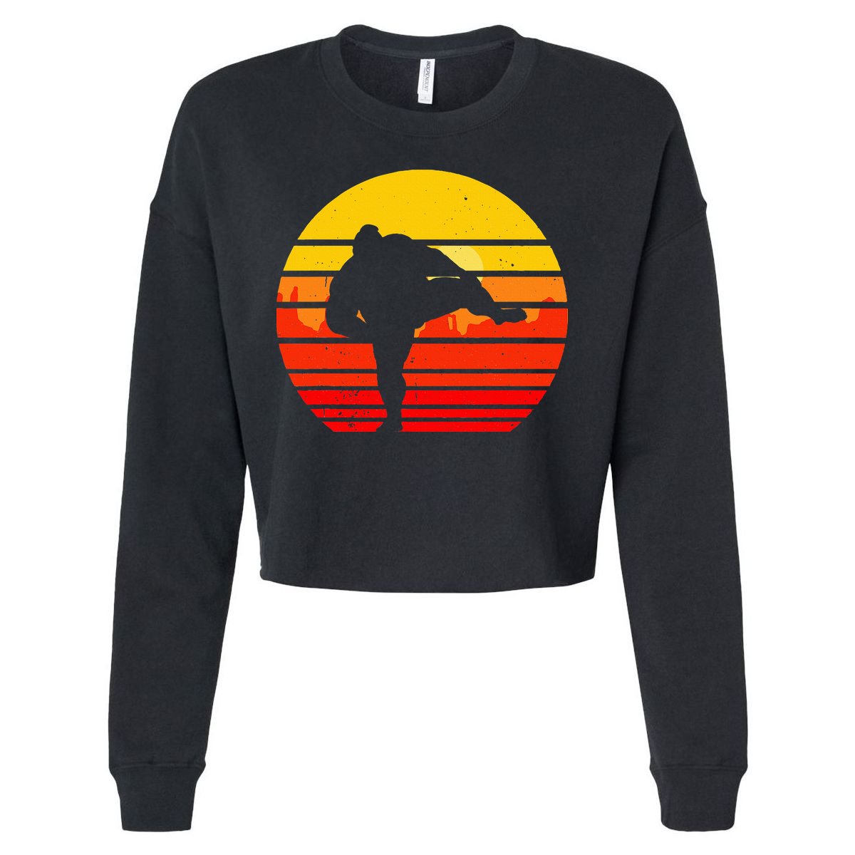 Vintage Sumo Wrestling Japan Japanese Retro Wrestler Cropped Pullover Crew