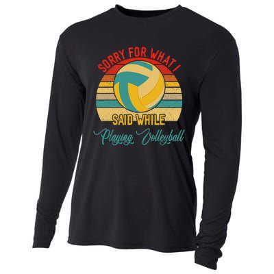 Vintage Sorry What I Said While Playing Volleyball Player Cooling Performance Long Sleeve Crew