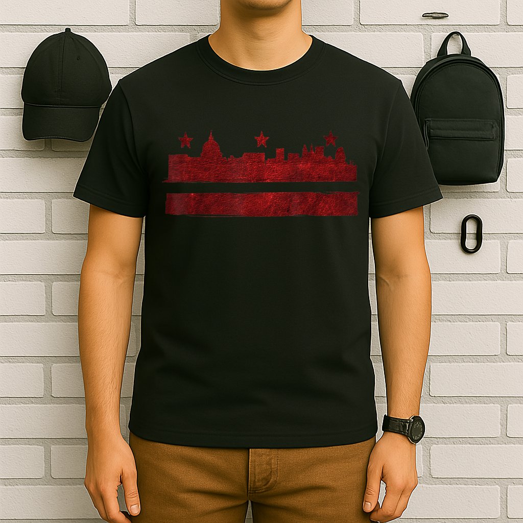 Vintage Skyline Washington Dc Flag Cities Usa Pride TShirt T-Shirt