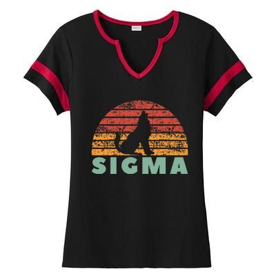 Vintage Sigma Wolf Retro Sigma Male Ladies Halftime Notch Neck Tee