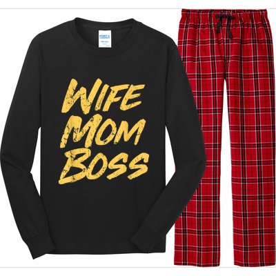 Vintage Stylish Wife Mom Boss Funny Mother's Day Long Sleeve Pajama Set