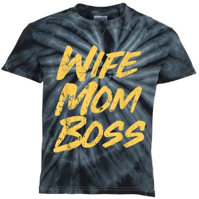 Vintage Stylish Wife Mom Boss Funny Mother's Day Kids Tie-Dye T-Shirt