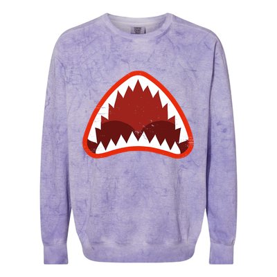 Vintage Shark With Open Mouth Colorblast Crewneck Sweatshirt