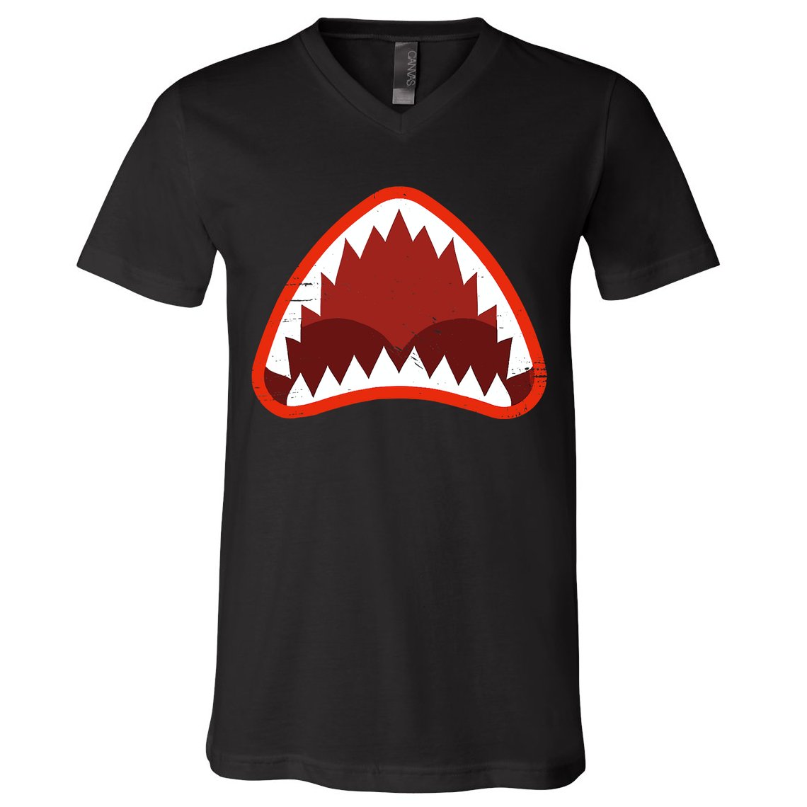 Vintage Shark With Open Mouth V-Neck T-Shirt