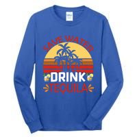 Vintage Save Water Tequila Mexico Beach Cinco De Mayo Meaningful Gift Tall Long Sleeve T-Shirt