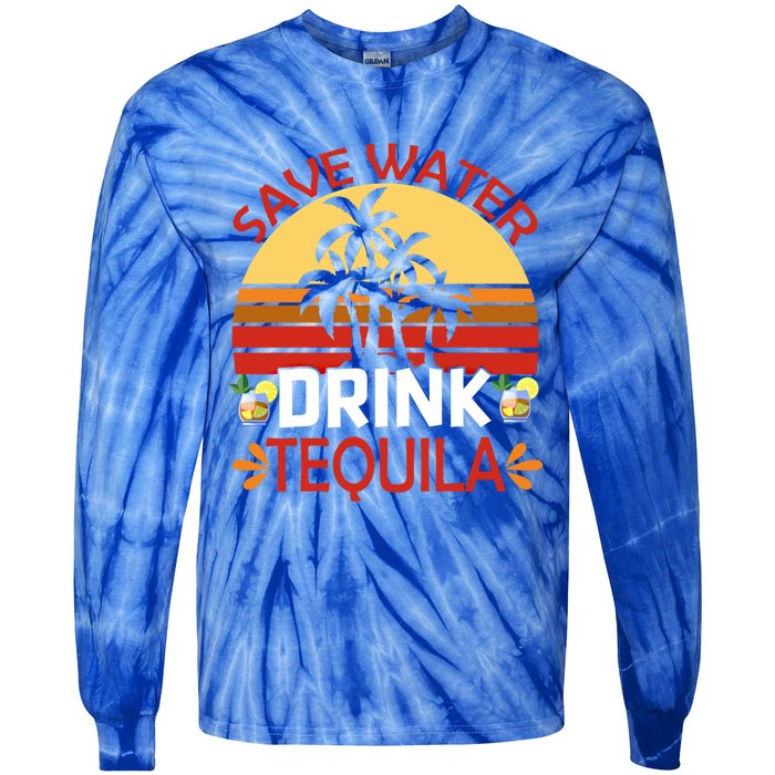 Vintage Save Water Tequila Mexico Beach Cinco De Mayo Meaningful Gift Tie-Dye Long Sleeve Shirt