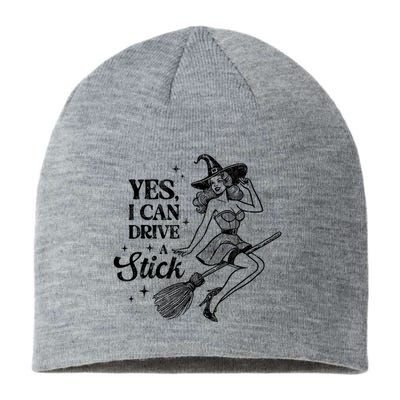 Vintage Sexy Witch Yes I Can Drive A Stick Halloween Costume Sustainable Beanie