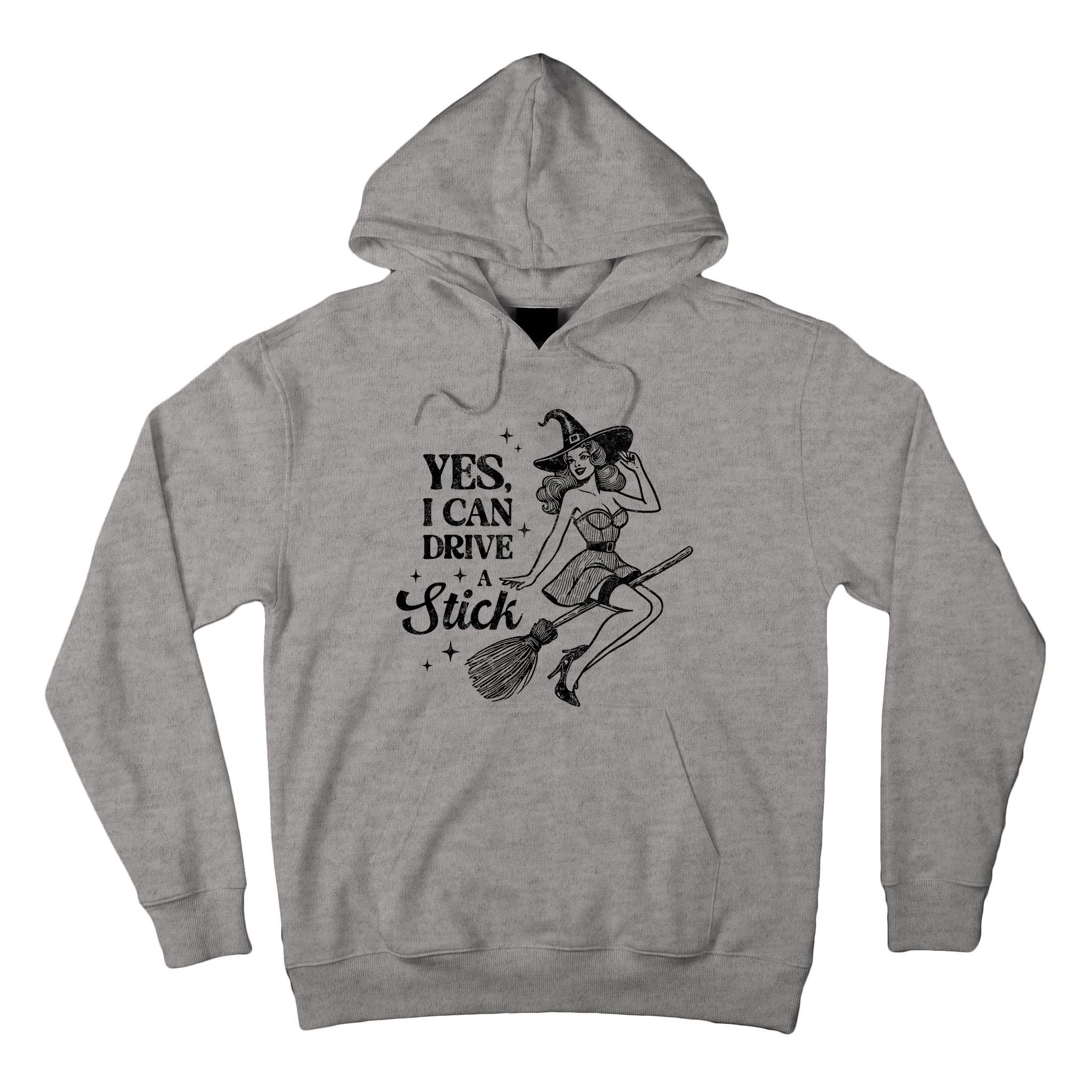 Vintage Sexy Witch Yes I Can Drive A Stick Halloween Costume Tall Hoodie