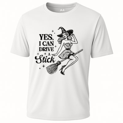 Vintage Sexy Witch Yes I Can Drive A Stick Halloween Costume Performance Shirt