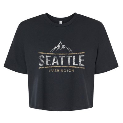 Vintage Seattle Washington Retro Mountain Travel Souvenir Bella+Canvas Jersey Crop Tee