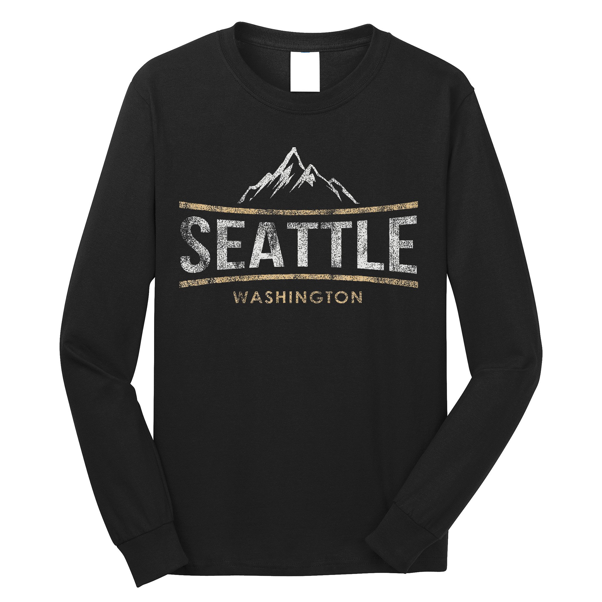 Vintage Seattle Washington Retro Mountain Travel Souvenir Long Sleeve Shirt