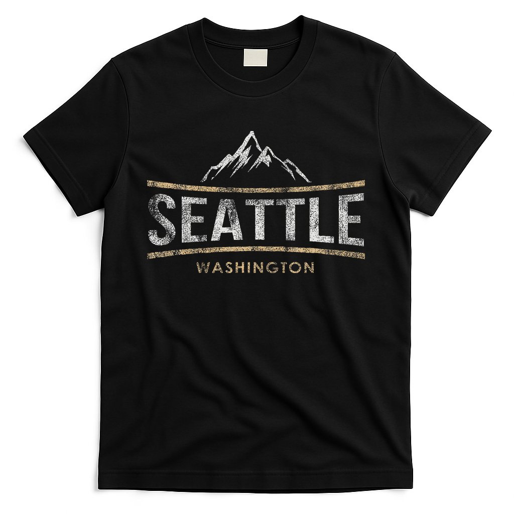 Vintage Seattle Washington Retro Mountain Travel Souvenir T-Shirt