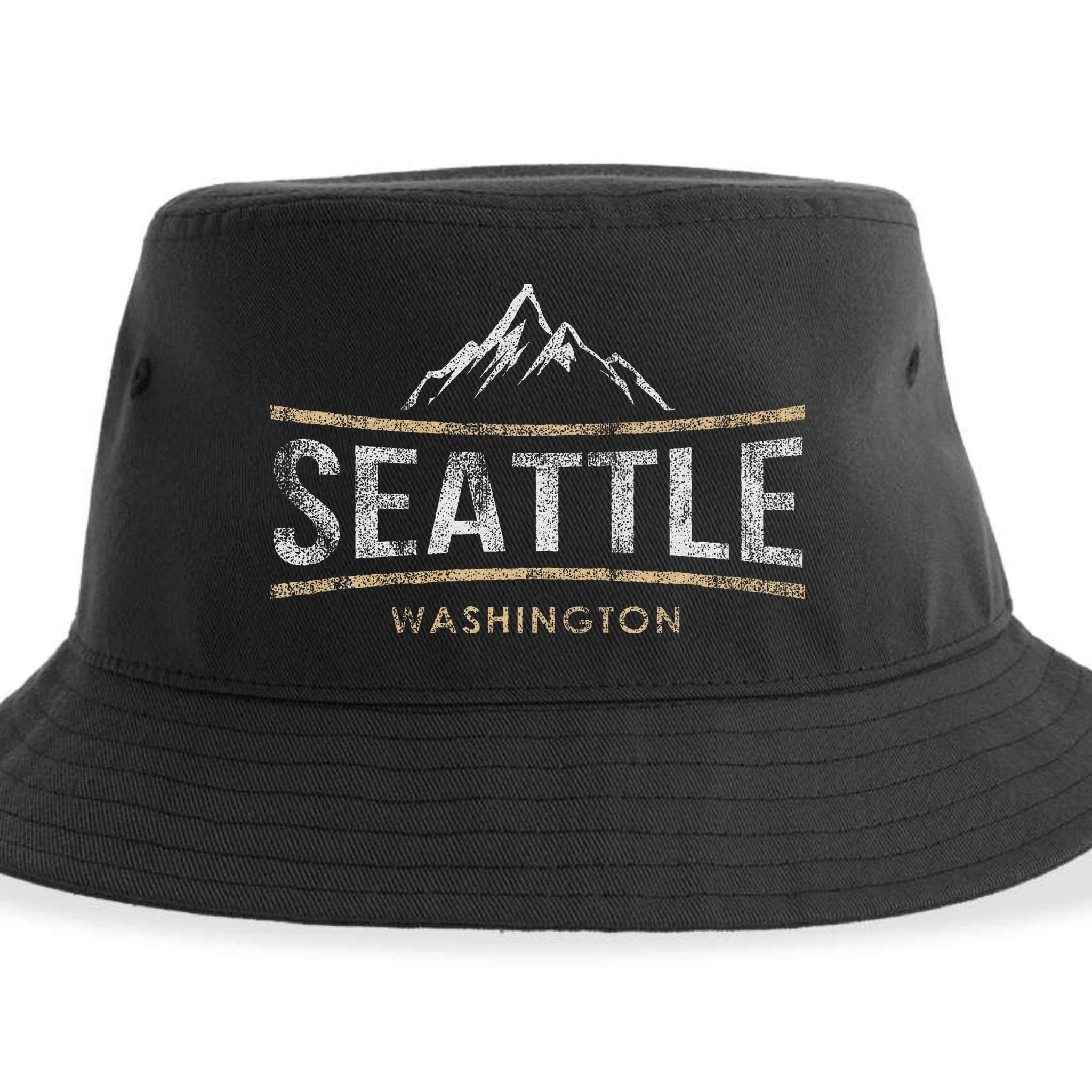 Vintage Seattle Washington Retro Mountain Travel Souvenir Sustainable Bucket Hat