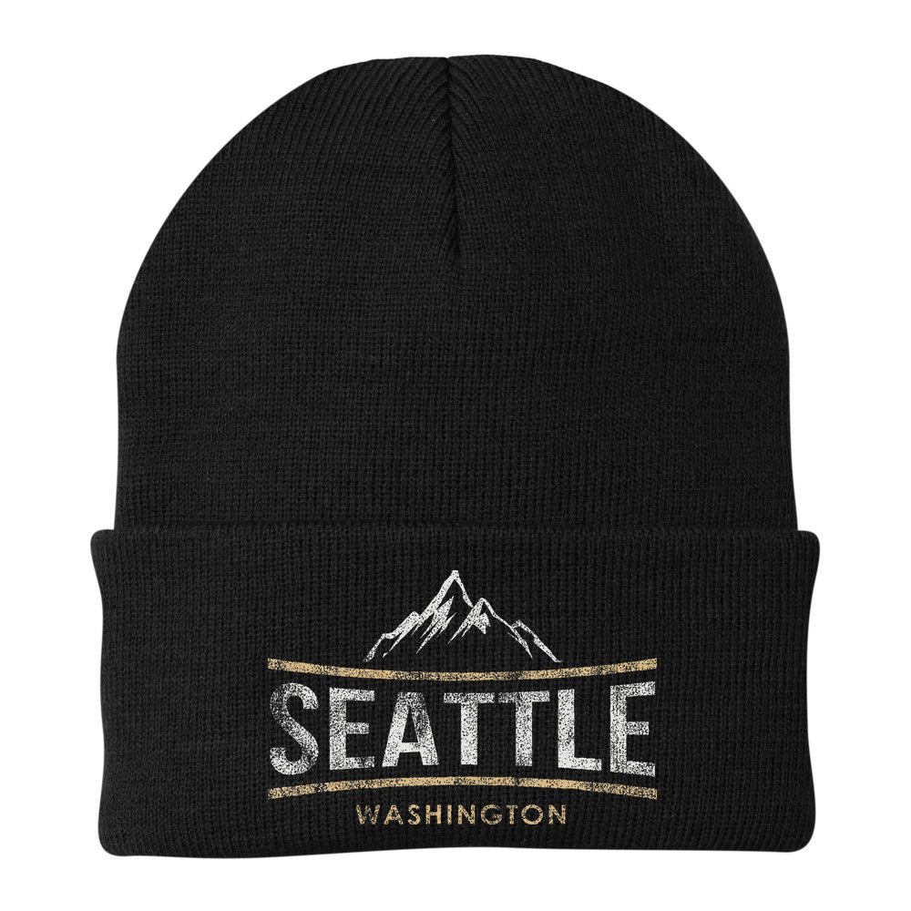 Vintage Seattle Washington Retro Mountain Travel Souvenir Beanie