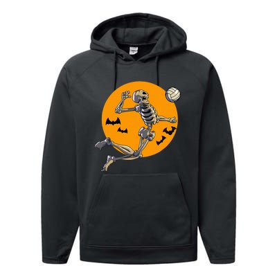 Volleyball Skeleton Women Volleyball Player Performance Fleece Hoodie