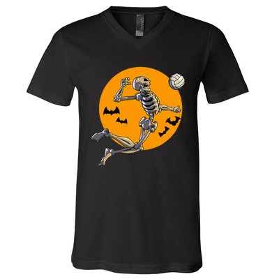 Volleyball Skeleton Women Volleyball Player V-Neck T-Shirt