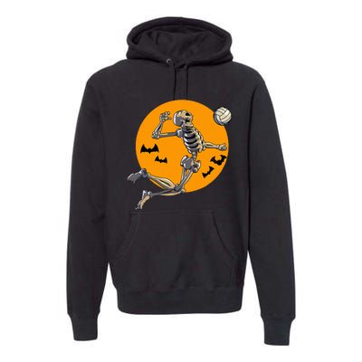 Volleyball Skeleton Women Volleyball Player Premium Hoodie