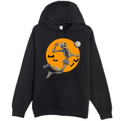 Volleyball Skeleton Women Volleyball Player Premium Pullover Hoodie