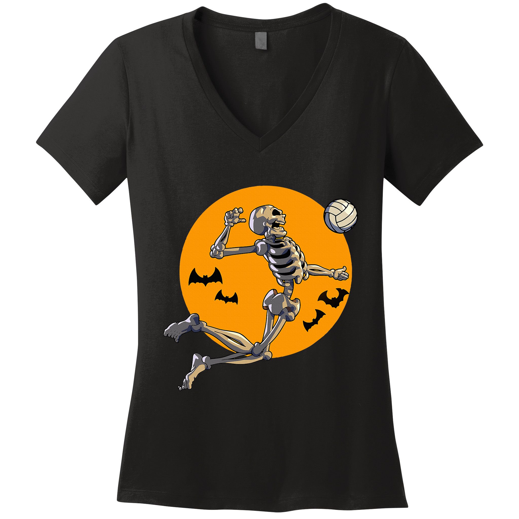 Volleyball Skeleton Women Volleyball Player Women's V-Neck T-Shirt
