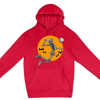 Volleyball Skeleton Women Volleyball Player Premium Pullover Hoodie