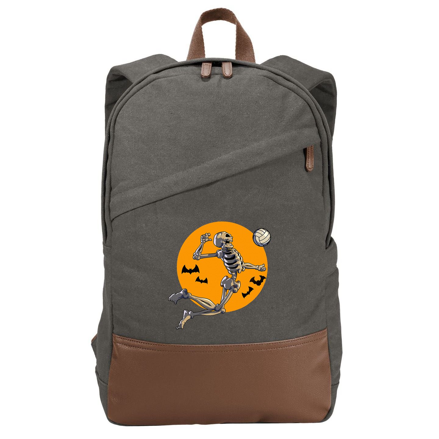 Volleyball Skeleton Women Volleyball Player Cotton Canvas Backpack
