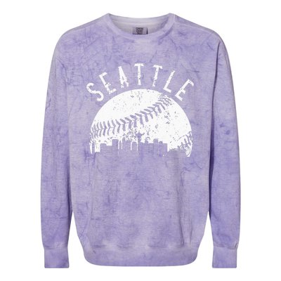 Vintage Seattle Washington Skyline Apparel Colorblast Crewneck Sweatshirt