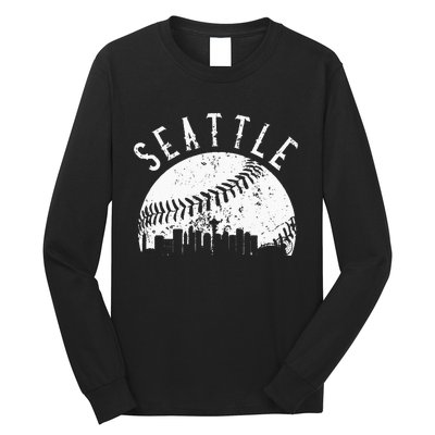 Vintage Seattle Washington Skyline Apparel Long Sleeve Shirt