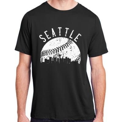 Vintage Seattle Washington Skyline Apparel Adult ChromaSoft Performance T-Shirt