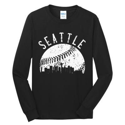 Vintage Seattle Washington Skyline Apparel Tall Long Sleeve T-Shirt