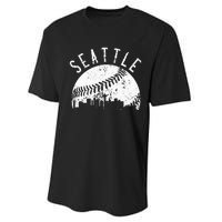 Vintage Seattle Washington Skyline Apparel Performance Sprint T-Shirt