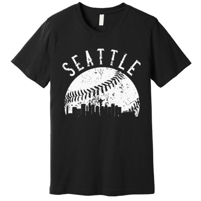 Vintage Seattle Washington Skyline Apparel Premium T-Shirt