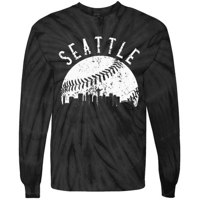 Vintage Seattle Washington Skyline Apparel Tie-Dye Long Sleeve Shirt